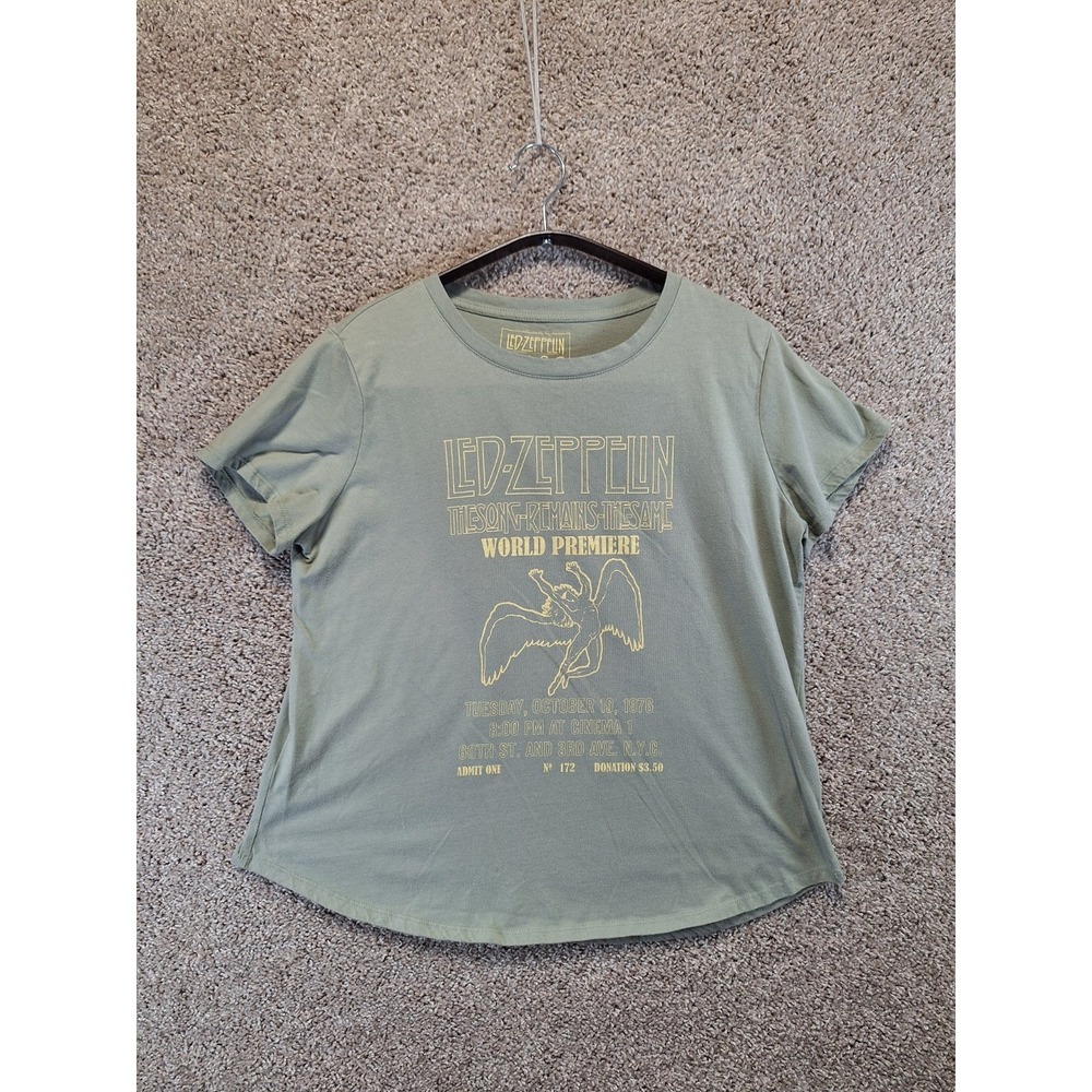 Led Zeppelin T-Shirt Women XL Gray The Song Remains The Same World Graphic Print